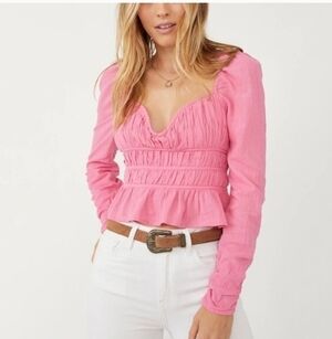 People Chloe Sweetheart Top in pink.